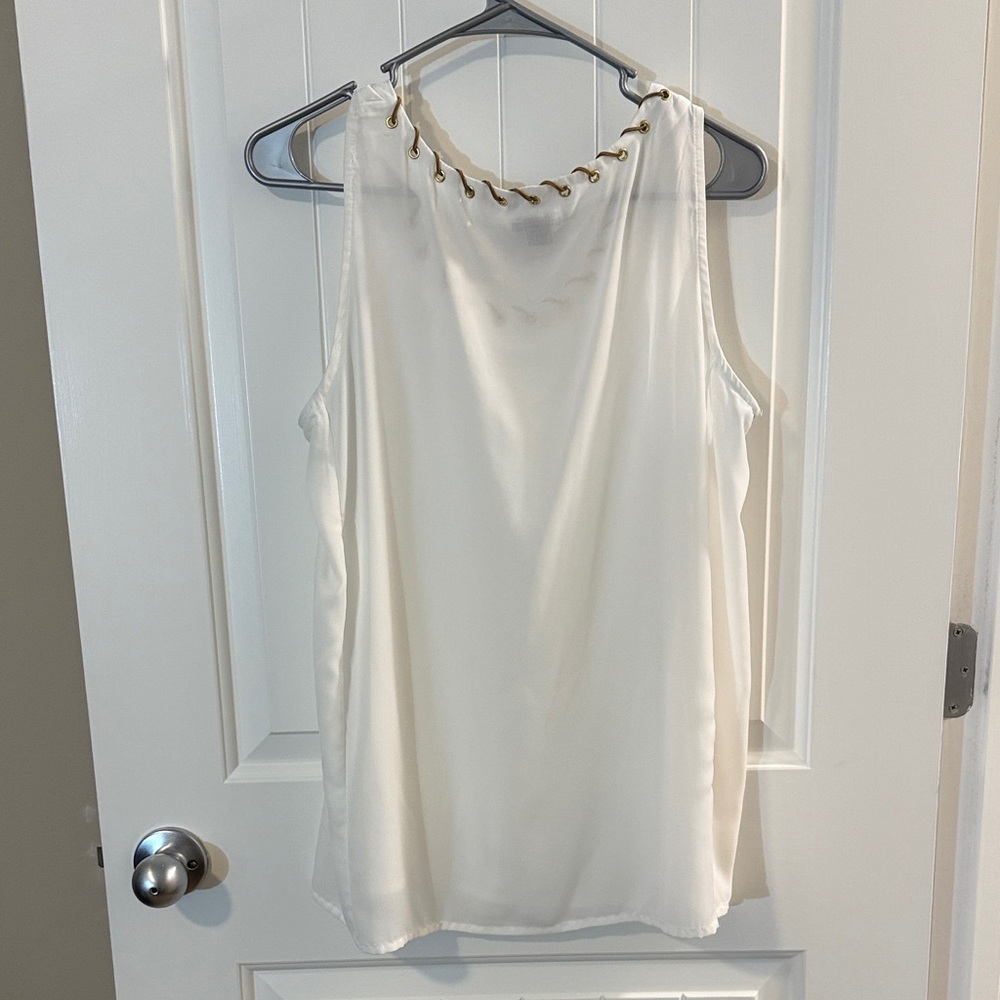 New Directions White Tank Top with Gold Accents - Picture 3 of 3
